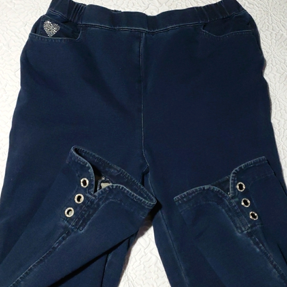 Quacker Factory DreamJeannes Pull-on Dark Indigo Ankle Pants, S short